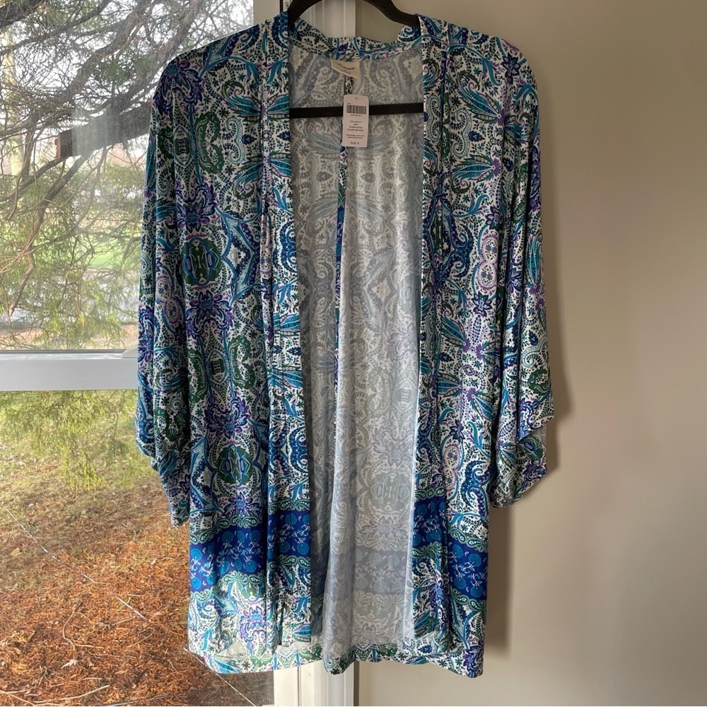 Soma COOL NIGHTS Kimono Pajama Wrap Folklore Bdr Royal - Picture 2 of 9
